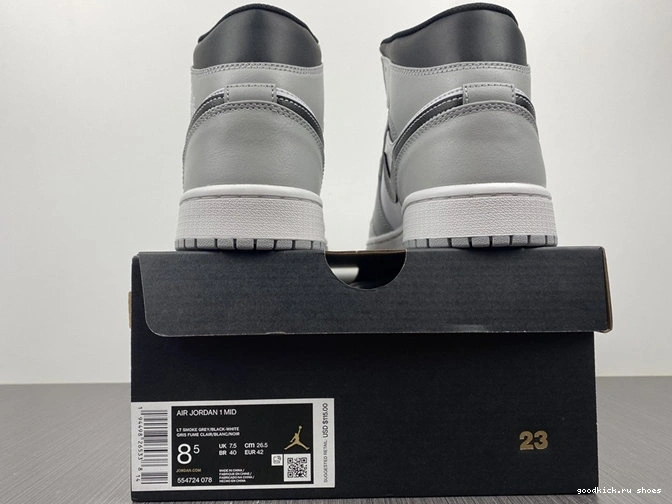 Rep 3725 Light Anthracite Jordan1 Mid SunProtective Smoke 554724- Grey 1014